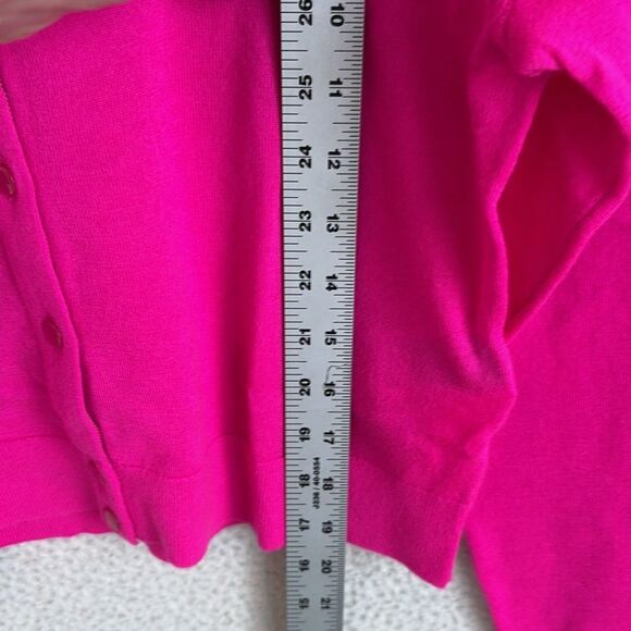 J Crew Featherweight cashmere shrunken cardigan sweater Womens Medium Hot Pink - Picture 6 of 8